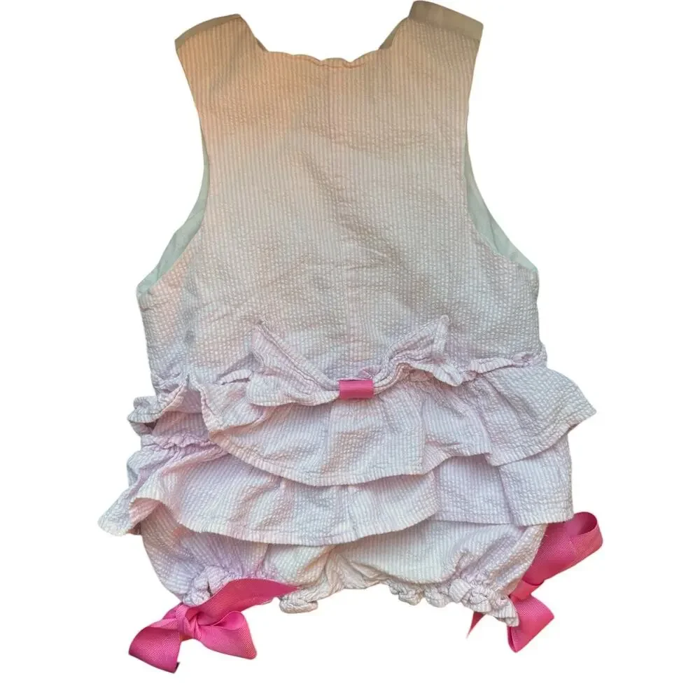 Vintage Bailey Boys Pink Seersucker Watermelon Bubble Romper 18M